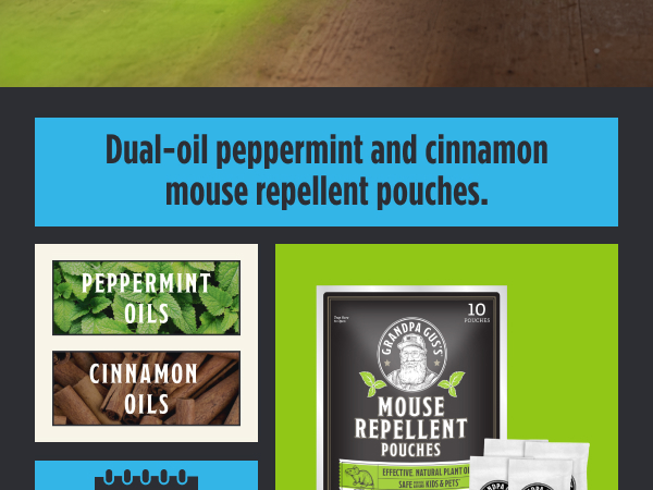 Dual-oil peppermint and cinnamon mouse repellent pouches