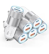 Car Charger USB C 6-Pack, Ancekoy 38W Dual Port Cigarette Lighter with PD3.0 + QC3.0 Type C Car C...