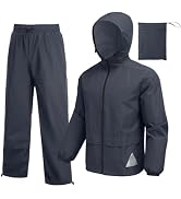 COOFANDY Men's Rain Suit 2 Piece Waterproof Breathable Rain Gear Lightweight Rain Jacket Pants Ra...