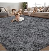 8x10 Area Rug for Living Room:Ultra Soft Fluffy Shag Light Grey Rugs,Large Fuzzy Plush Indoor Non...
