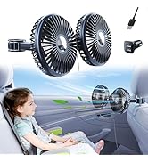 Nauttxon Car Fan for Back Seat [Comes with Car Charger] 360 Degree Rotatable USB Car Seat Fan for...