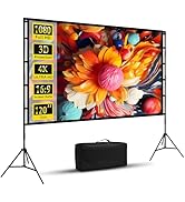 120 inch Projector Screen with Stand, Wootfairy Foldable and Portable Projection Screen 16:9 4K H...
