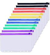 Antner 12PCS A6 Binder Pockets 6-Hole Budget Cash Envelopes Multicolor Zipper Money Organizer for...