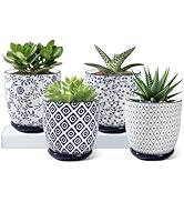 Cerkik Ceramic Succulent Planter Pots - 4.6 Inch Small Flower Pot with Drainage Holes and Saucers...