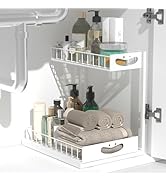 Uninol Under Sink Organizer with Pull-Out Drawers,Kitchen Sink Organizer,2 Tier Bathroom Organize...