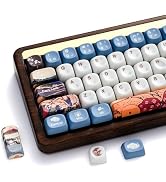 OHY XVX MOA Profile Keycaps Set, Japanese Mount FujiTheme 132 - Key White &amp; Blue Custom Keycaps w...