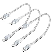 1FT USB-C to Lightning Cable, 3 Pack Short iPhone USB C Charging Cable 1Foot Lightning to USB C C...