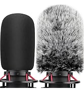 Pop Filter for Hyperx Quadcast s, Mic Foam Cover+Furry Wind Muff Compatible with Hyperx Quadcast ...