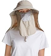 icolor Women Sun Cap Finshing Hats UPF+50 Detachable Face Mask Neck Flap Visor Wide Brim Sun Prot...