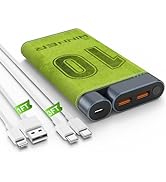 QZVOO Portable Charger, Power Bank with Cords, 10000mAh/22.5W Battery Pack with USB C Input&Outpu...
