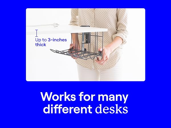clip on power cord adheres under shelf strip tray clamp drill mount metal hdmi under desk organizer