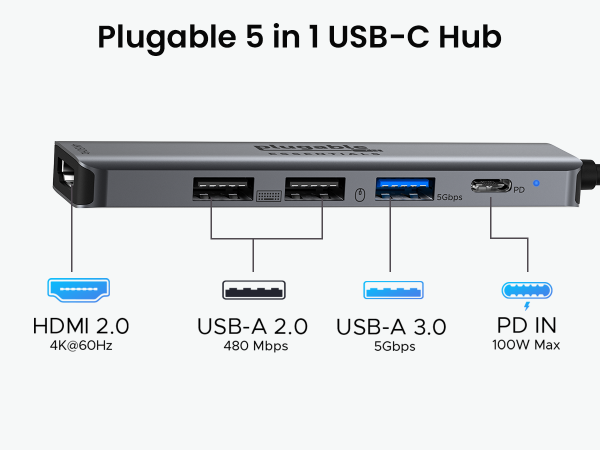 Plugable 5 in 1 USB-C Hub