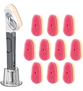 Soap Dispensing Replacement Dish Brush Storage Set with 10 PCS Sponge Refills &amp; Holder - RIMAY Di...