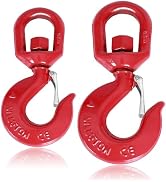 2Pcs 3 Ton Heavy Duty Swivel Hook, 360 Degree Crane Swivel Lifting Hook with Safety Latch, 6600 l...