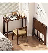 Dezyfurni Bamboo Foldable Desk, Folding Desks for Small Spaces, 32.68 Inch Small Foldable Compute...