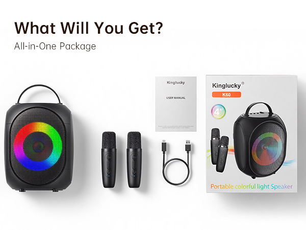 Karaoke Machine for Adults &amp;amp; Kids Portable Bluetooth Karaoke Speaker with 2 Wireless Microphones