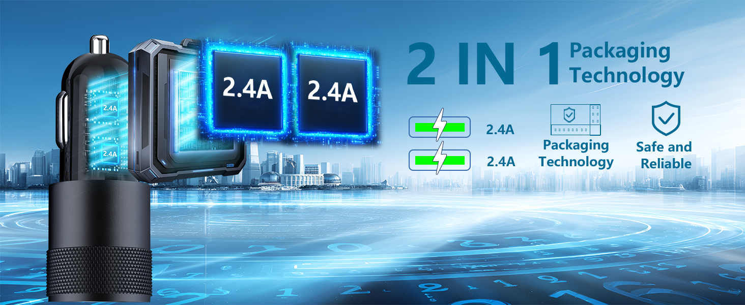 MFi Certified 4.8A USB Fast Car Charging Cigarette Lighter Adapter iPhone Car Charger Fast Charging