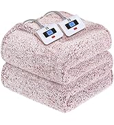 Sealy Electric Blanket Queen Size, Dual Control Soft Sherpa Heated Blanket with 10 Heating Levels...