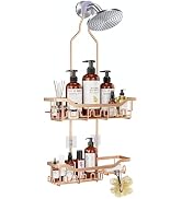 Joqixon Upgraded Extended Length Shower Organizer with Hooks, Rustproof Shampoo Soap Holder, Larg...