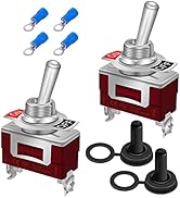 weideer 2Pcs Toggle Switch 12V 30A ON/Off 2 pin 2 Position SPST Waterproof Switch with Waterproof...