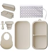 Travel Silicone Baby Feeding Set Portable Toddler Feeding Supplies Toddler Plates and Bowls Set B...