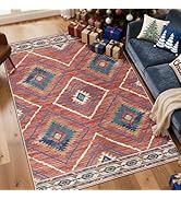 Area Rug 5x7 Rug Machine Washable Non-Slip Low Pile Print Pattern Western Rug for Living Room Bed...