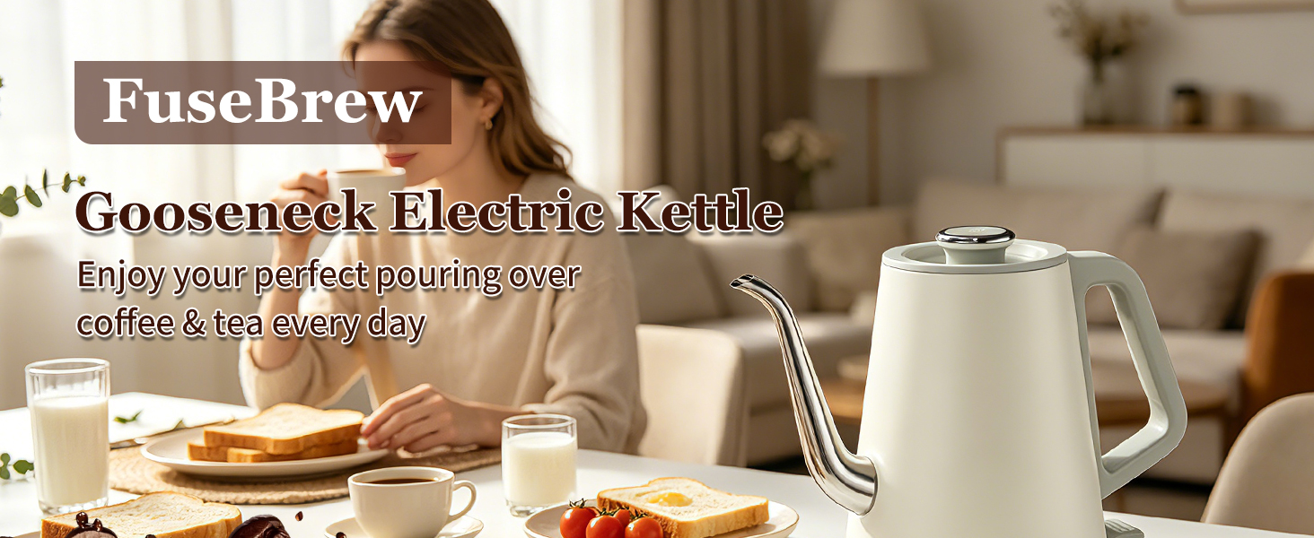 Home barista brewing fresh pour over coffee with white gooseneck electric kettle in morning