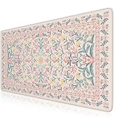 iCasso Pink Floral Desk Mat, Desk Pad, XXL Large Mouse Pad, Anti-Slip Big Mousepad with Stitched ...