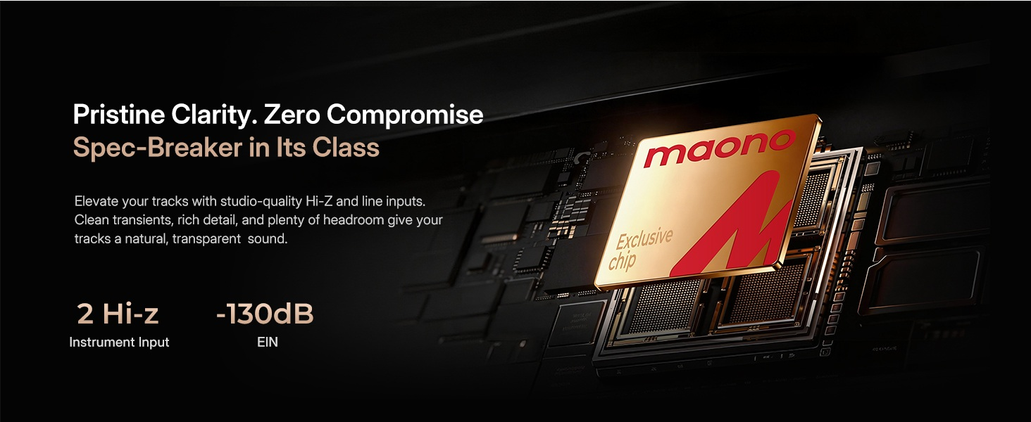 Maono P2 exclusive audio chip 2 Hi-z instrument input -130dB EIN ultra low noise high clarity sound