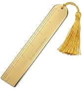 6 Inch Metal Ruler Bookmark, Gold | 2 in 1 Stainless Steel, Precision 1/16 Inch Scale, Tassel &amp; G...