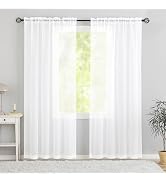 Karseteli Semi Voile White Sheer Curtains 84 Inches Long 2 Panels Rod Pocket Window Treatment for...