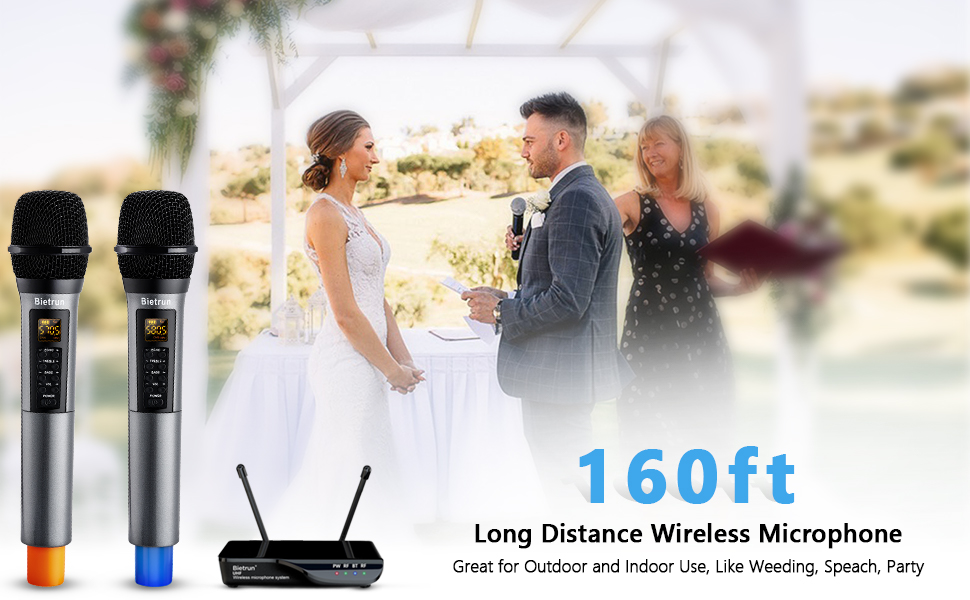 Wireless Karaoke Microphone System, Dual Handheld UHF Karaoke Microphone with Echo