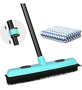 Rubber Broom Carpet Rake for Pet Hair Removal, Fur Remover Broom with 59