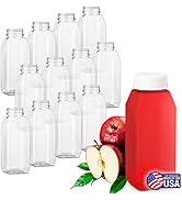 MT Products 12 oz Empty Clear PET Plastic Homemade Juice Bottles with White Tamper Evident Caps S...