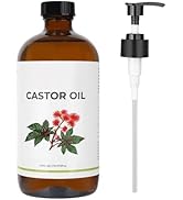 100% Pure USDA Certified Organic Castor Oil Cold Pressed,Worthy Eyelashes &amp; Eyebrows, Promote Hai...