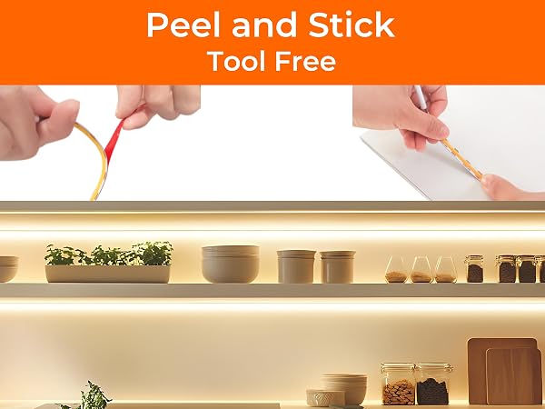 3500K COB LED strip light with heavy duty VHB Adhesive backing, tool-free, straightforward install