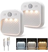Led Night Light with Motion Detector 2 Pack, Cabinet Light Dimmable with Timer Function, Staircas...