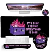 Blusabaca Dumpster on Fire Mouse Pad Desk Pad, Funny Cute Desk Mat Large Gaming Mouse Pad with Wr...