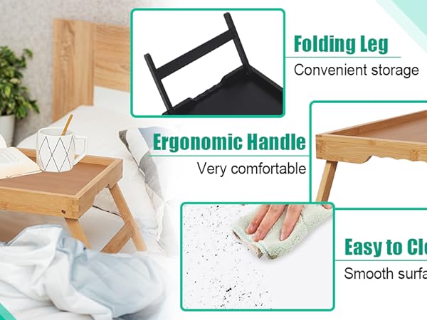 Bed Tray Table with Folding Legs