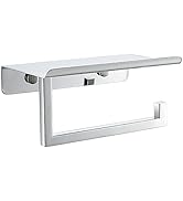 JQK Toilet Paper Holder Shelf Chrome, Bathroom Tissue Roll Holder with Phone Shelf, 5 Inch 304 St...