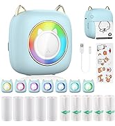 HUIJUTCHEN Mini Printer Portable, Bluetooth Pocket Thermal Sticker Printer with 10 Rolls Thermal ...