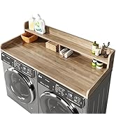 BigPonPon 2-Tier Washer and Dryer Countertop with 2.75" H Guard,58" W x 28" D Laundry Countertop ...