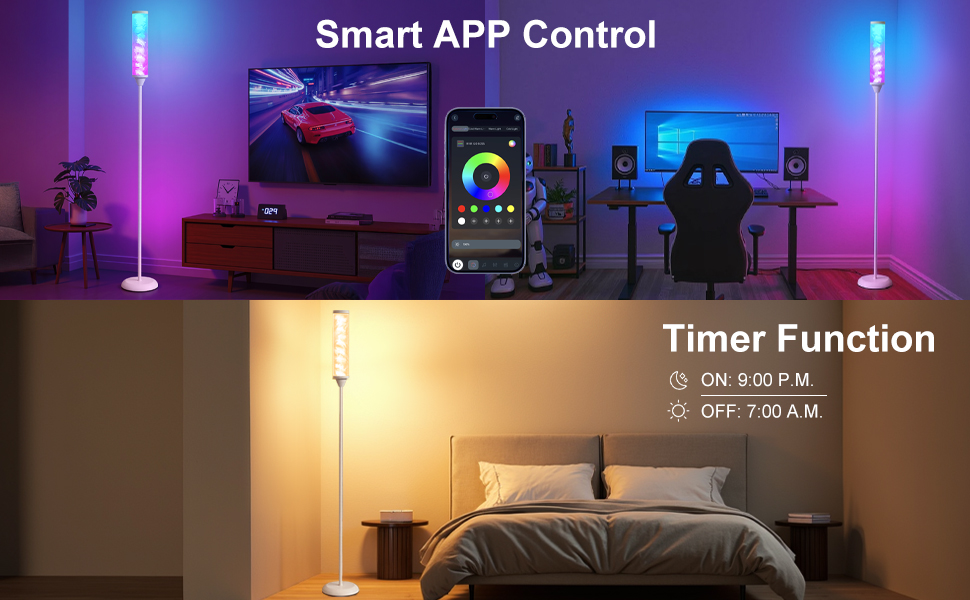 smart color changing floor lamp with remote control