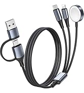 3 in 2 Multi Charging Cable for Apple Watch Charger, Nylon Braided 4FT Multi Chargers for All Dev...