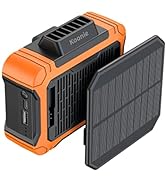 Koonie 10000mAh Waist Clip Fan with Solar Panel, 30H Working Time, Personal LED Light, Battery Po...