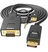 UANTIN VGA to DisplayPort Cable 6 Feet,1080P Uni-Directional VGA Computer to DP DisplayPort Monit...