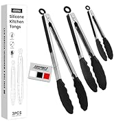 JIDSPWLS Premium Stainless Steel Heat Resistant Kitchen Tongs for cooking,set of 7