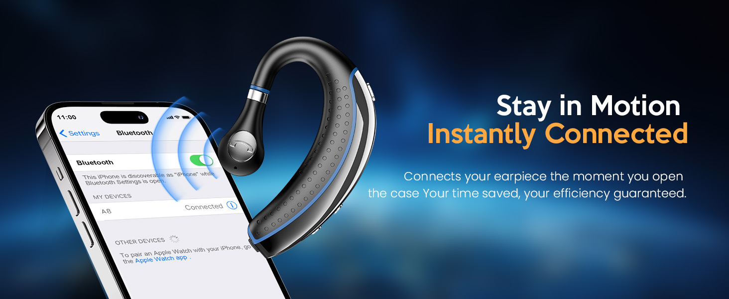 long battery wireless headset for office single bluetooth ear phone bluetooth headset for iphone