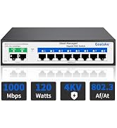 Poe Switch, 10 Ports Gigabit PoE Switch, (8 Ports gigabit Switch + 2 gigabit uplink) Cloud Manage...