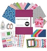 PAPERAGE Junk Journal &amp; Scrapbook Kit, Hardcover Blank Journal Notebook, 20 Patterned Papers, 8 S...